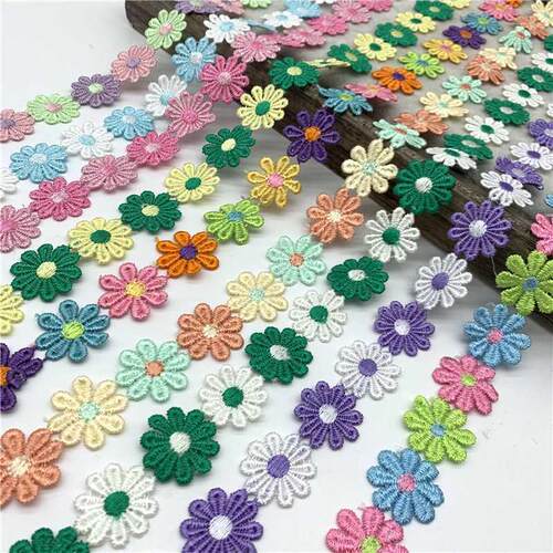 1yard 25mm Colorful Daisy Flower Lace Trim For Knitting Wedd