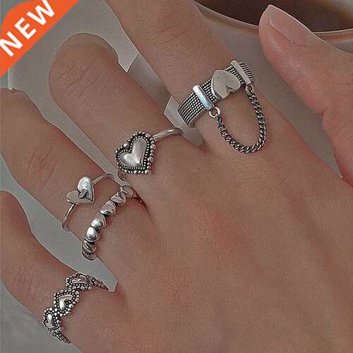 Fashon Heart Rngs Set Love Chan Kpop Punk Rngs for Coupl