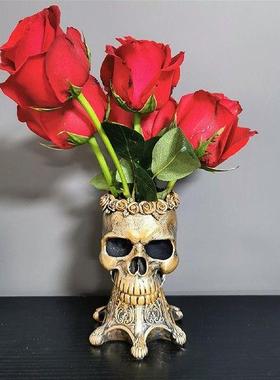 Creatve Skull-sd Vases Retro Style Resn Fgurne for