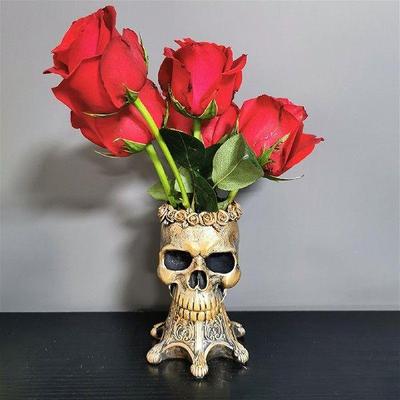 Creatve Skull-sd Vases Retro Style Resn Fgurne for