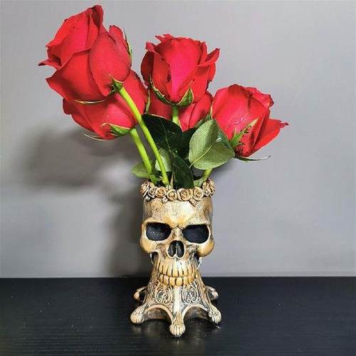Creatve Skull-sd Vases Retro Style Resn Fgurne for