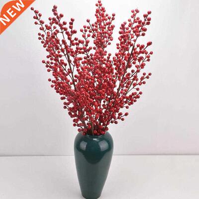 1PC 4 Forks Artificial Red Holly Berries 50cm Waterproof
