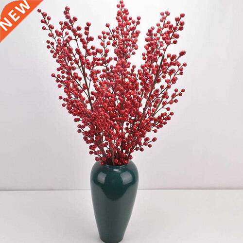 1PC 4 Forks Artificial Red Holly Berries 50cm Waterproof
