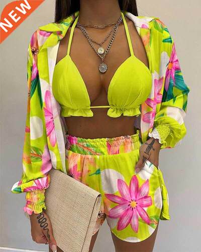 2022 Summer Women's Three-Piece Suit Fashion Beach Style Hol