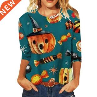 halloween Cotton T Shirt Women Tops Long Sleeve for Autumn