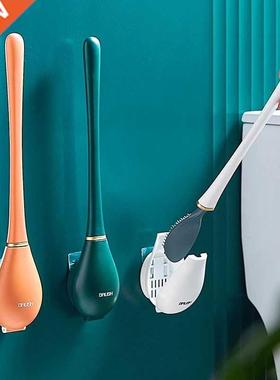 Toilet Brush Water Leak Proof With base Holder Silicone Wc F