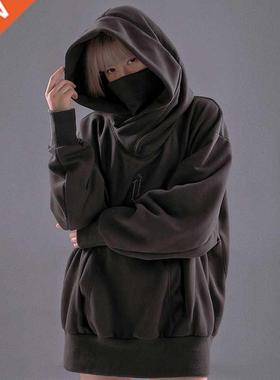 Unisex Autumn Winter High collar loose hooded Men's clothes