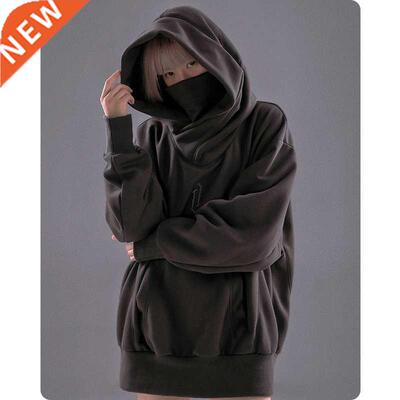 Unisex Autumn Winter High collar loose hooded Men's clothes