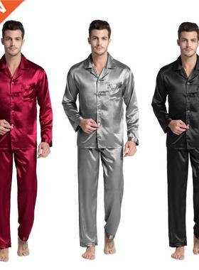 Tony&Candice Men's Satin Silk Pajama Set Men Pajamas Silk Sl