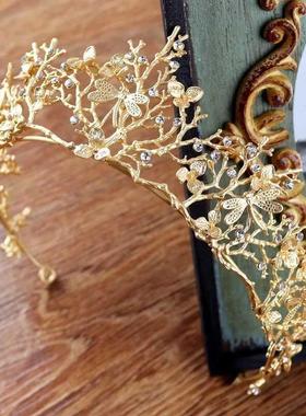 Vntage Gold Baroque Weddng Brdal Crown Har Accessores D