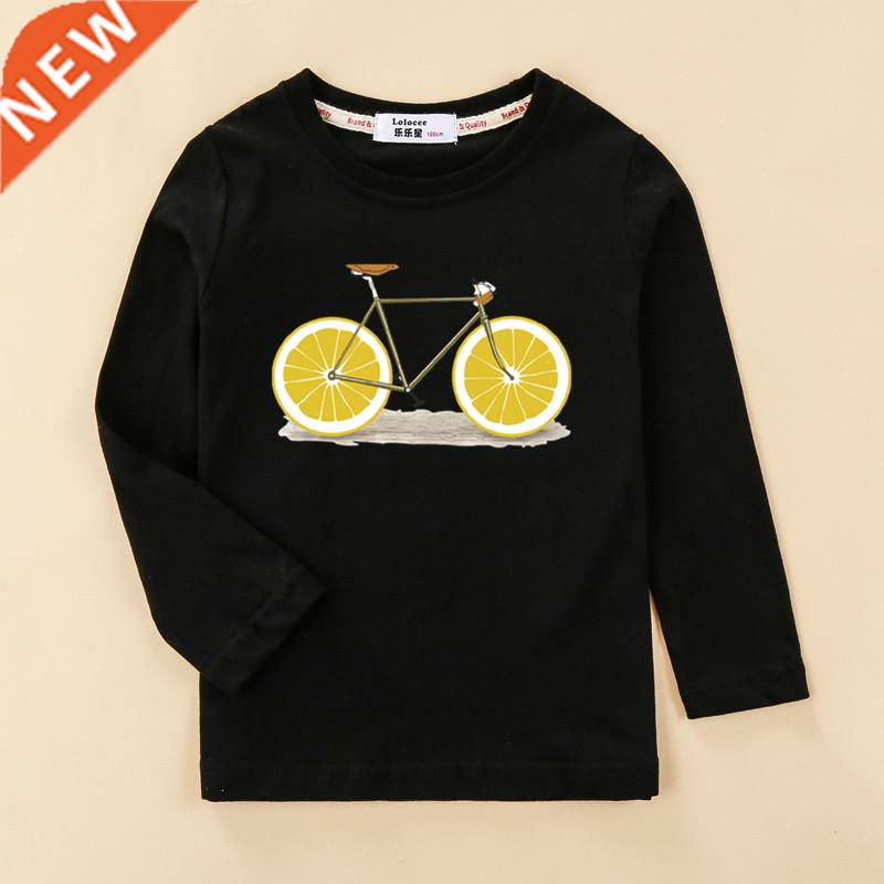 Kids funny fruit bike t shirt boy girl long sleeve cotton to图片