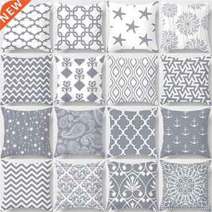 ZENGA Gray Cushon Cover Geometrc Pllow Cover 45x45cm Dec