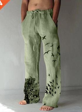 Summer New Vintage Men's Cotton Linen Oversized Jogger Trou