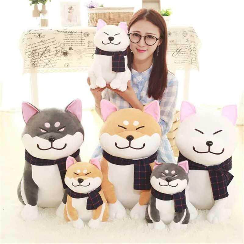 1PC Wear Scarf Shiba Inu Dog Plush Toy Soft Stuffed Dog Toy