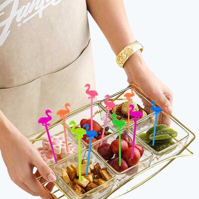 50Pcs Animal Flamingo Party Supplies Food Picks Buffet Fruit