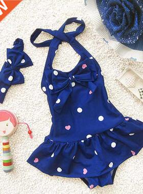 2022 Girls swimsuit Polka dots Design Children swimwear One-