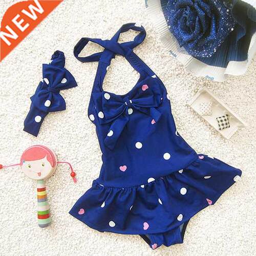 2022 Girls swimsuit Polka dots Design Children swimwear One-