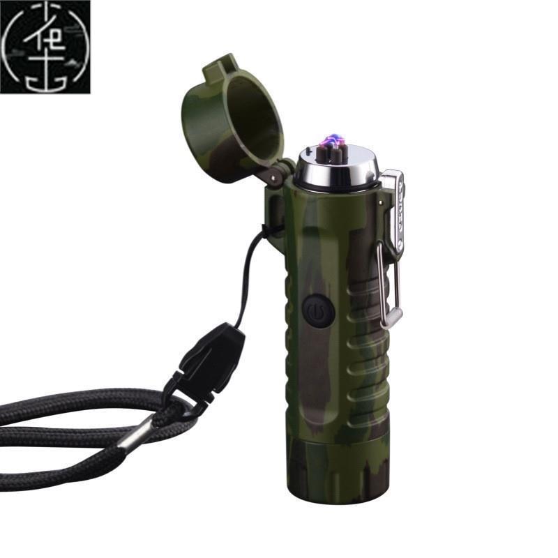 Usb Waterproof Double Arc Charging Lighter With Flashlight