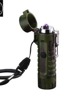 Usb Waterproof Double Arc Charging Lighter With Flashlight