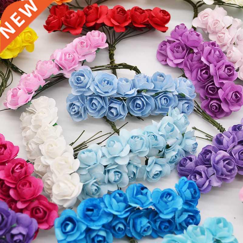 72Pcs/lot 2CM Multicolor Paper Artificial Flowers Mini Rose