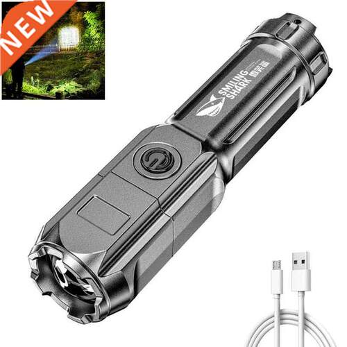 USB Rechargeable Flashlight Strong Light Zoom Highlight Tact