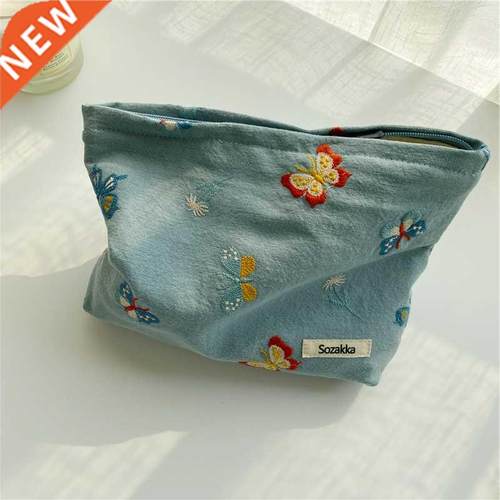1PC Fashion Azure Butterfly Embroidered Cosmetic Bag Washing