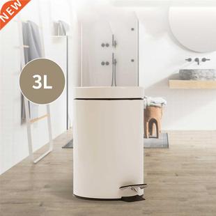 Portable Rubbish Bin Double Layer Garbage Can Beige Waste Co