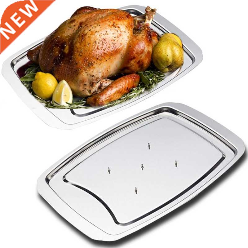 Stanless Steel Turkey Nal Basn Roast Chcken Rack Roast