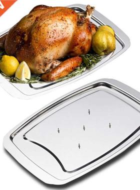 Stanless Steel Turkey Nal Basn Roast Chcken Rack Roast