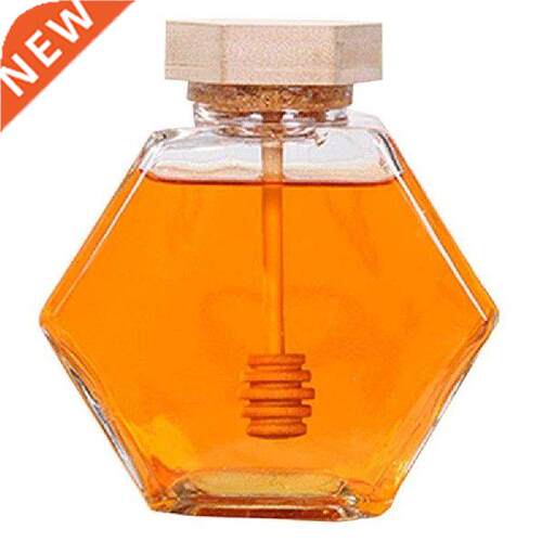 Honey jar Glass transparent Bottle with Stirring Rod