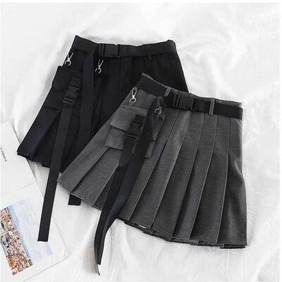 Womens Setwear Tooling Half-length Pleated Skirt Safari Blac