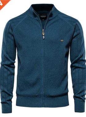 AIOPESON Argyle Solid Color Cardigan Men Casual Quality Zipp