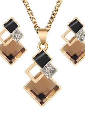 2020 Fashion Crystal Pendants Necklace Earrings Sets for Wom