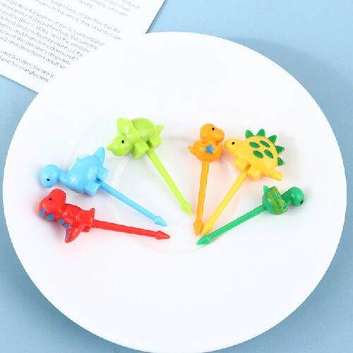 6Pcs Mini Animal Dinosaurs Cartoon Food Picks Children