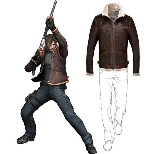 Biohazard Resident 4 Leon S Kennedy Evil Costume Leather Coa