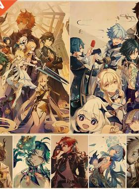 Genshn mpact Anme Posters Retro Kraft Paper Stcker  V