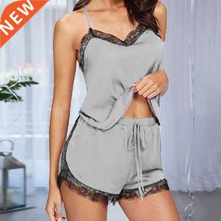 Satin Pajamas Sexy Lace Pijama Nightie Sleepwear Home Clothe