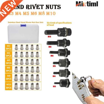Mintiml Hand Rivet Nut Gun Head Nuts M3 M4 M5 M6 M8 M10 Simp