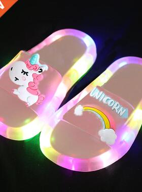 2020 Grl Slppers Chldren Uncorn LED Kds Slppers Baby