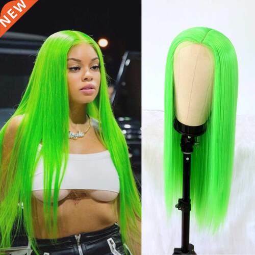 Lace Wigs Long Straight Hair Lime Green Color Wigs for Fash