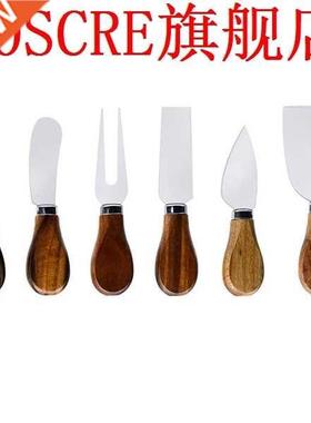 Cheese Knife Set-6 Pieces Cheese Knives with Bamboo Wood Han