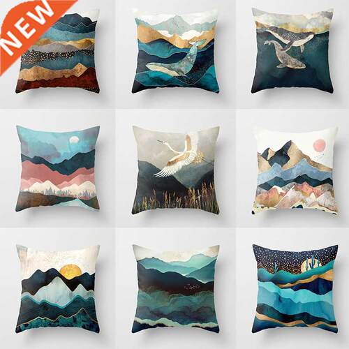 Geometric Mountain Sun Cushion Creative pillowcase Decorativ