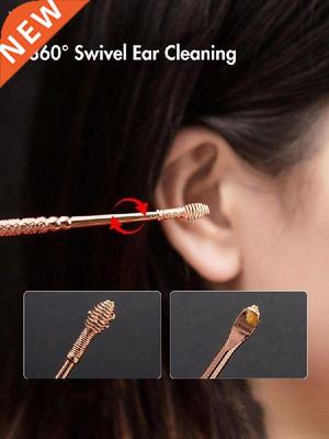 Rose gold stainless steel spiral earpick ear scoop earwax