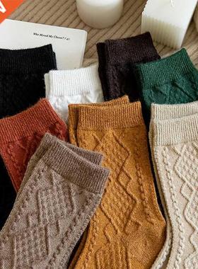 Winter Cashmere Wool Woman Socks Solid Japanese Style Haraju