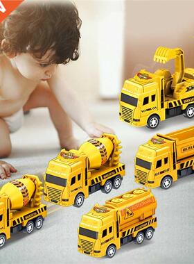 Pull Back Engineering Vehicle Toys Random 4 PCS/Set Construc