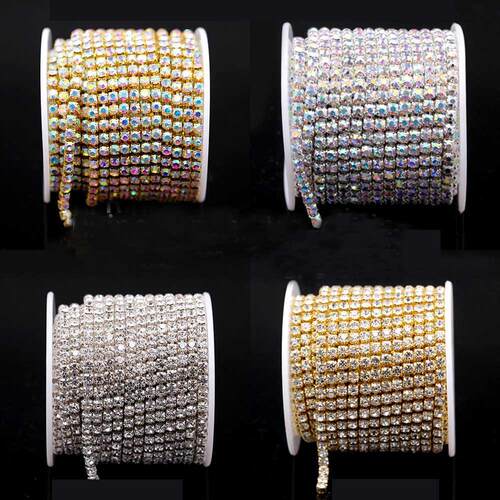 1Yard 10Yards/Roll SS6-SS18 Shiny Crystal Rhinestone Chain S