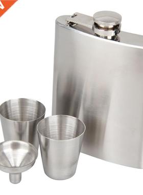 7oz Pocket Hip Flask Flagon Whiskey Wine Pot Bottle + Funnel