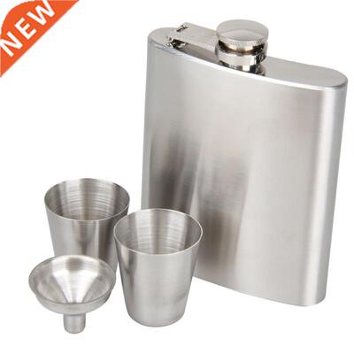 7oz Pocket Hip Flask Flagon Whiskey Wine Pot Bottle + Funnel