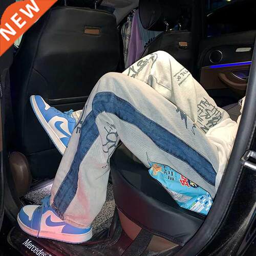 Chic fashion brand jeans men's Korean version loose and fash