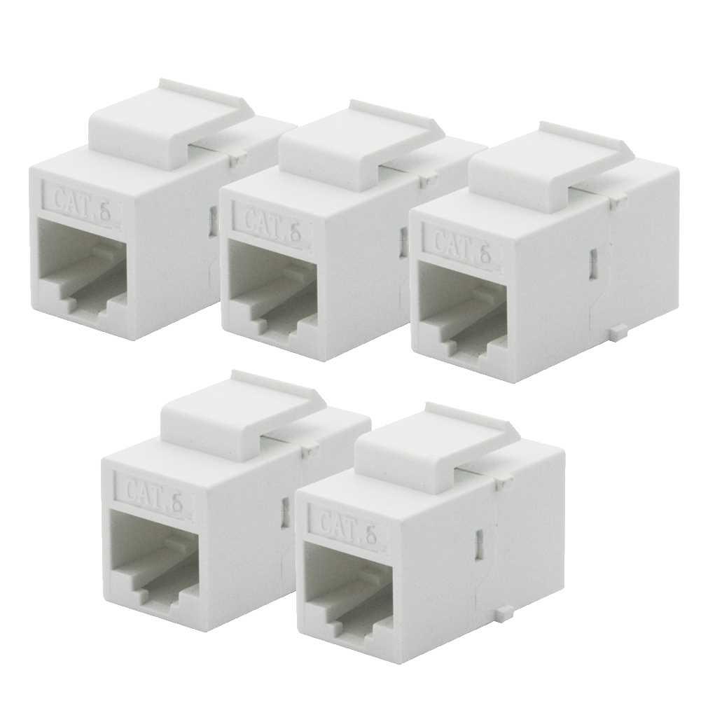 5Pcs Socket Adapter Port Per Set CAT6 RJ45 Jack Female Coupl